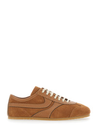 Dries Van Noten Women 'Dustin' Brown Sneakers With Contrasting Stitching And Panel Design In Suede For Women