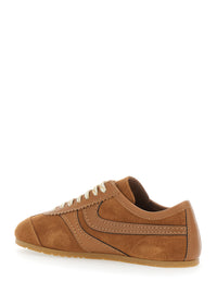 Dries Van Noten Women 'Dustin' Brown Sneakers With Contrasting Stitching And Panel Design In Suede For Women