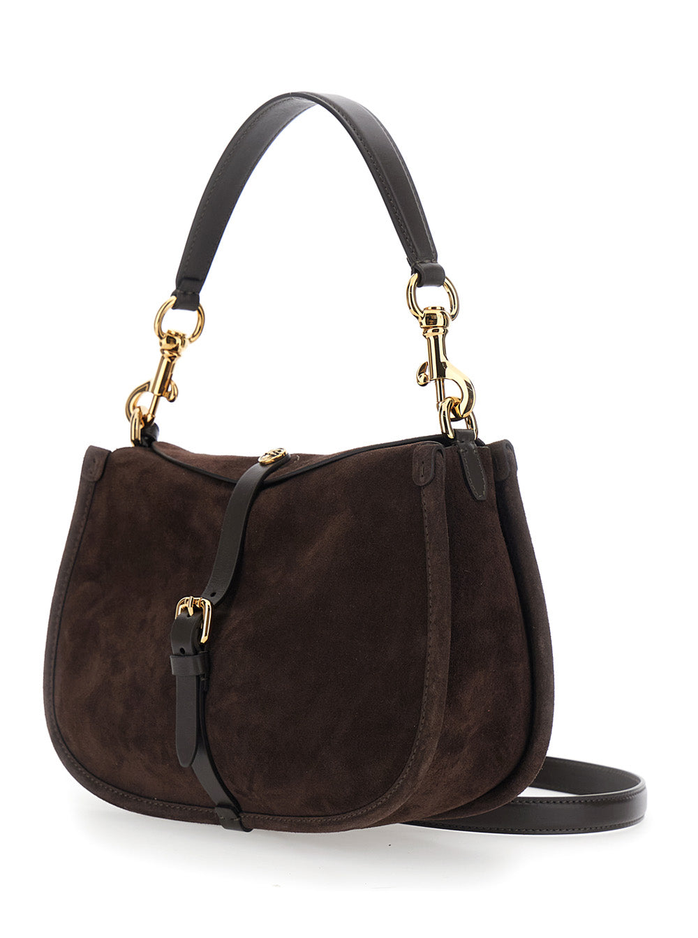 Etro Women 'Pony' Brown Medium Shoulder Bag With Interchangeable Strap And Handle In Suede For Women