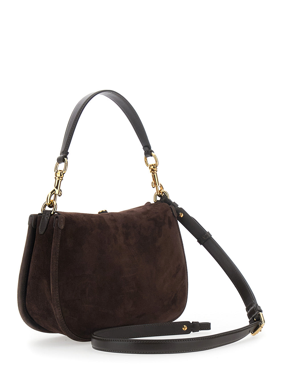 Etro Women 'Pony' Brown Medium Shoulder Bag With Interchangeable Strap And Handle In Suede For Women