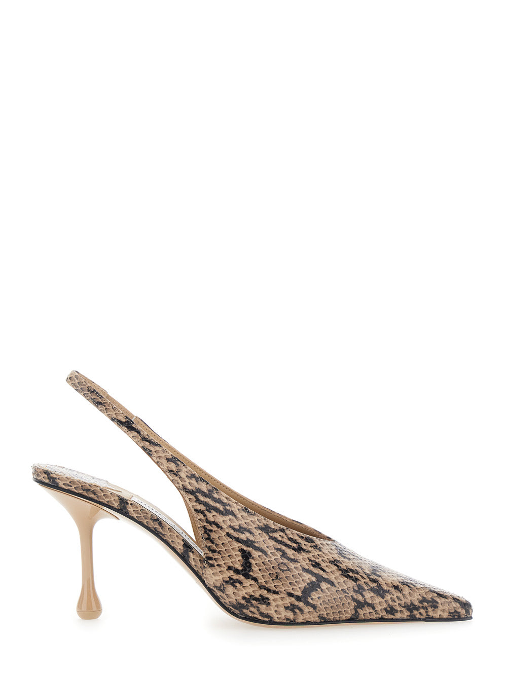 Jimmy Choo Women 'Isa' Beige Beige Slingback Pumps With Snakeskin Print Effect In Leather For Women