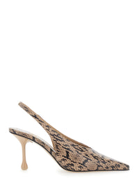 Jimmy Choo Women 'Isa' Beige Beige Slingback Pumps With Snakeskin Print Effect In Leather For Women