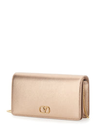 Valentino Garavani Women Metallic Mini Bag With Vlogo Plaque On The Front And All-Over Rhinestones In Leather For Women