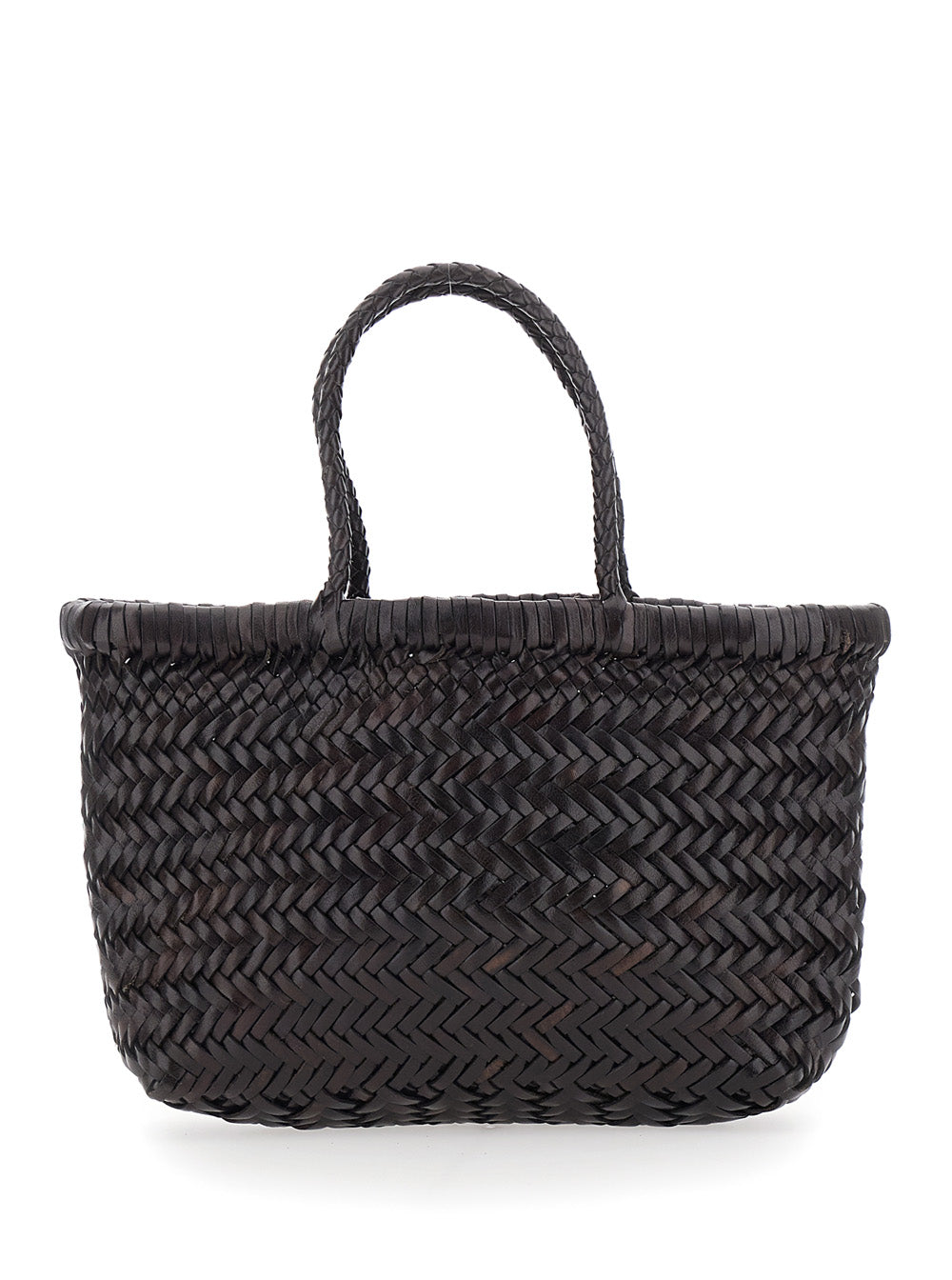 Dragon Diffusion Women Handbag 'Flat Gora' Mini With Two Top Handles And Ecoleather Intreccio Design