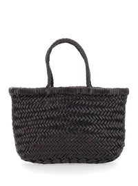 Dragon Diffusion Women Handbag 'Flat Gora' Mini With Two Top Handles And Ecoleather Intreccio Design