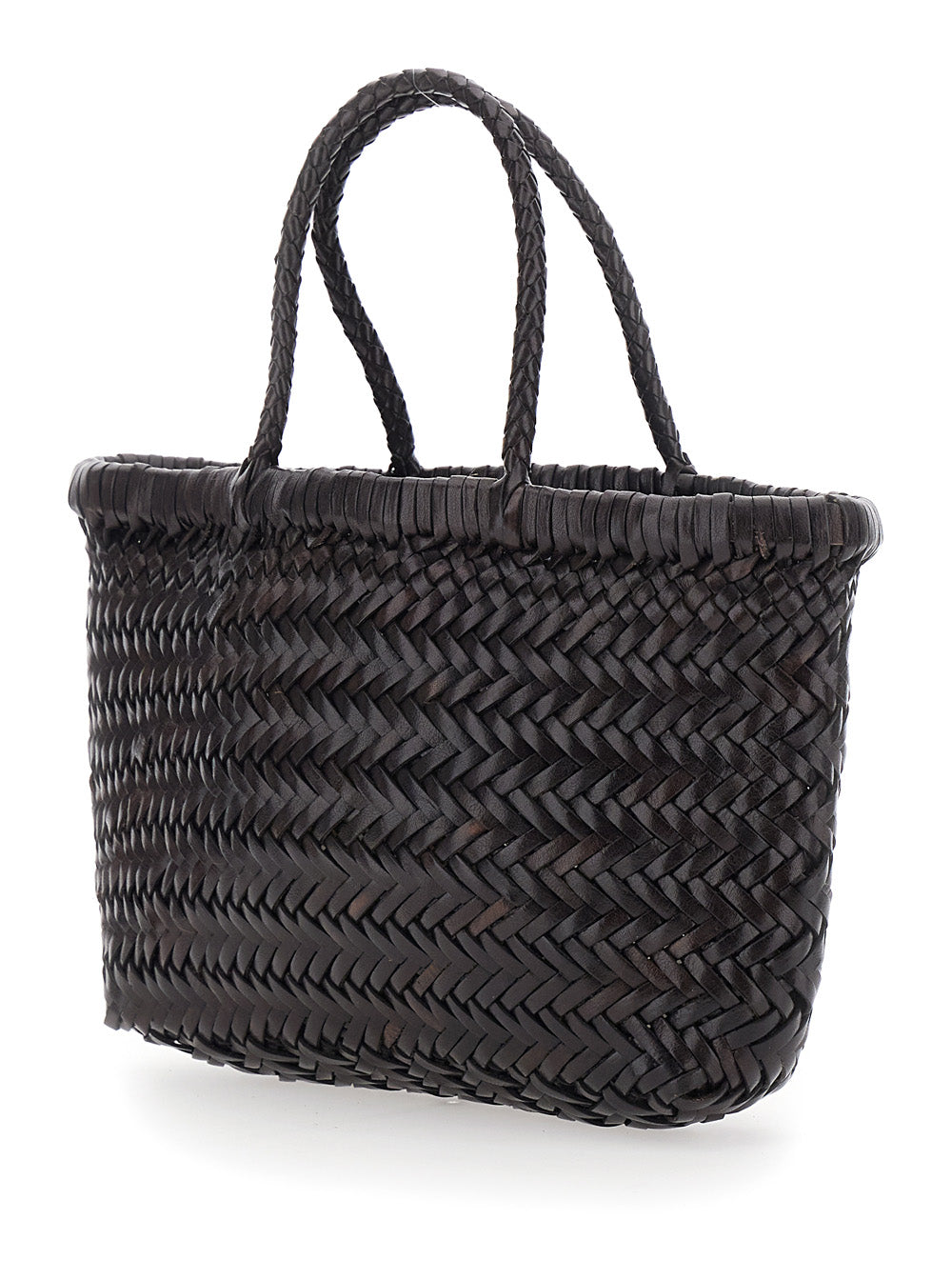 Dragon Diffusion Women Handbag 'Flat Gora' Mini With Two Top Handles And Ecoleather Intreccio Design
