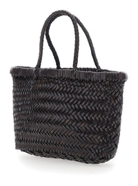Dragon Diffusion Women Handbag 'Flat Gora' Mini With Two Top Handles And Ecoleather Intreccio Design