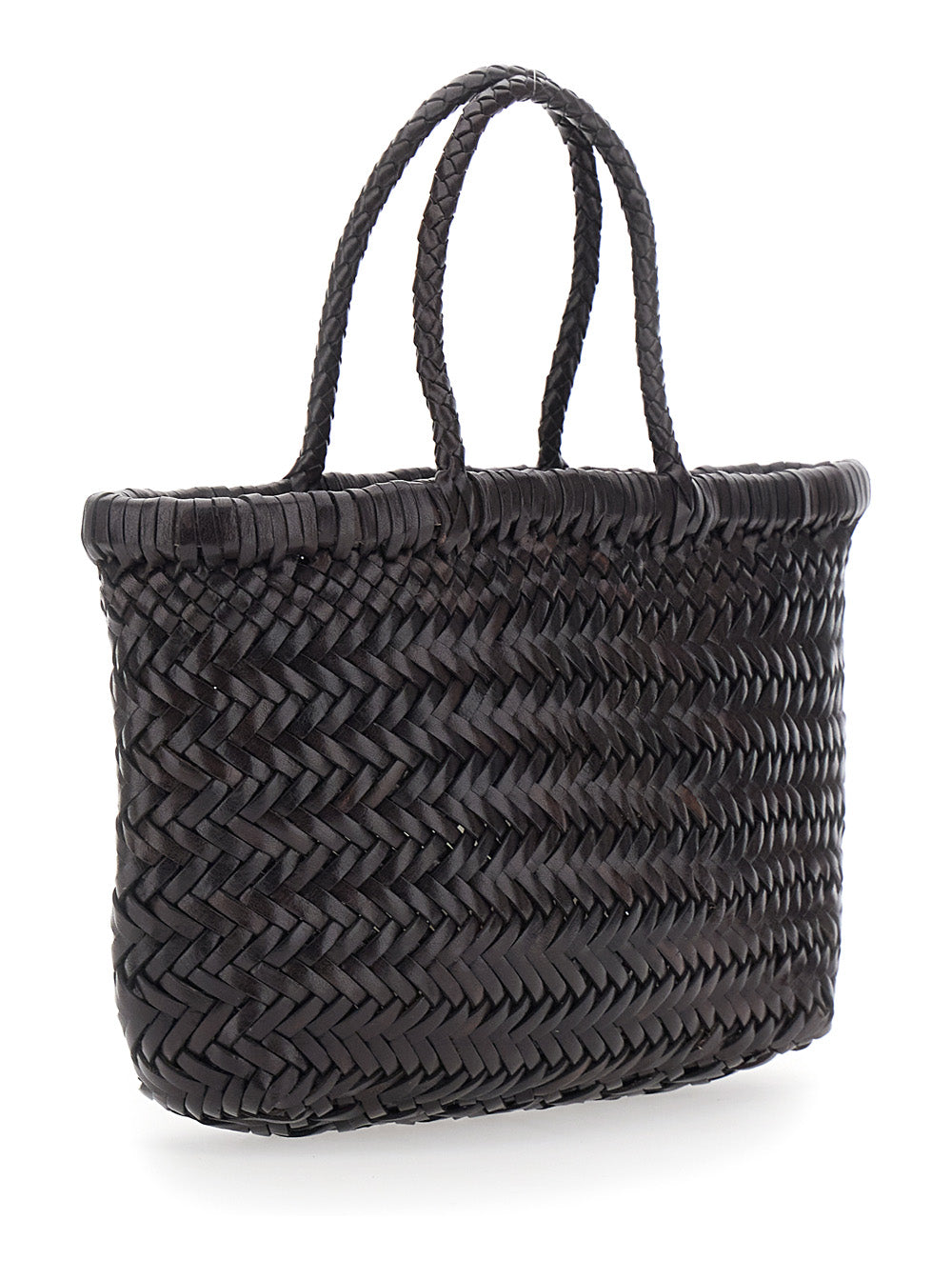 Dragon Diffusion Women Handbag 'Flat Gora' Mini With Two Top Handles And Ecoleather Intreccio Design