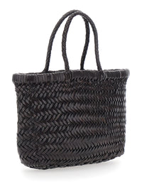 Dragon Diffusion Women Handbag 'Flat Gora' Mini With Two Top Handles And Ecoleather Intreccio Design