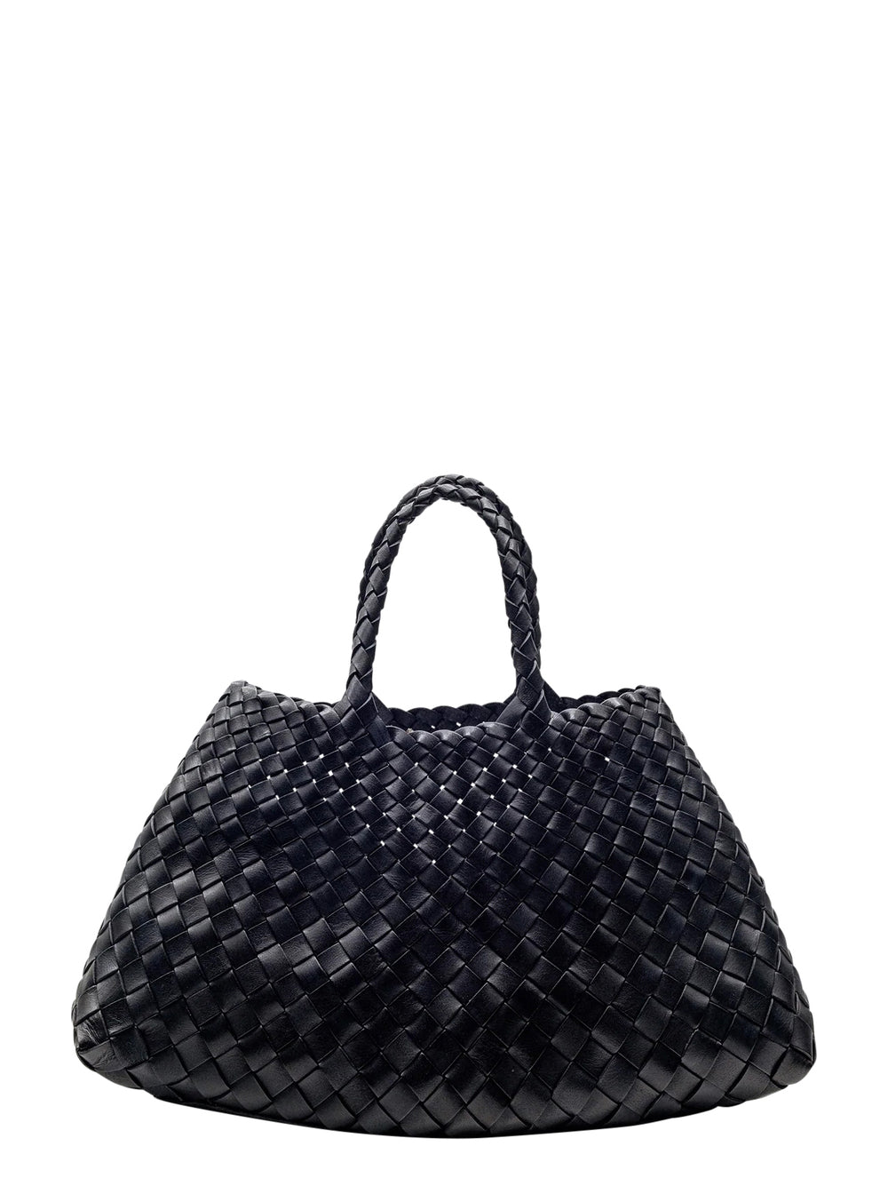 Dragon Diffusion Women Handbag 'Santa Croce' With Two Top Handles And Woven Design In Black Leather For Women