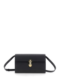 SAVETTE Savette Women Shoulder Bag 'Symmetry' With Clasp In Grained Black Leather For Women