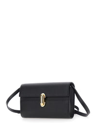 SAVETTE Savette Women Shoulder Bag 'Symmetry' With Clasp In Grained Black Leather For Women