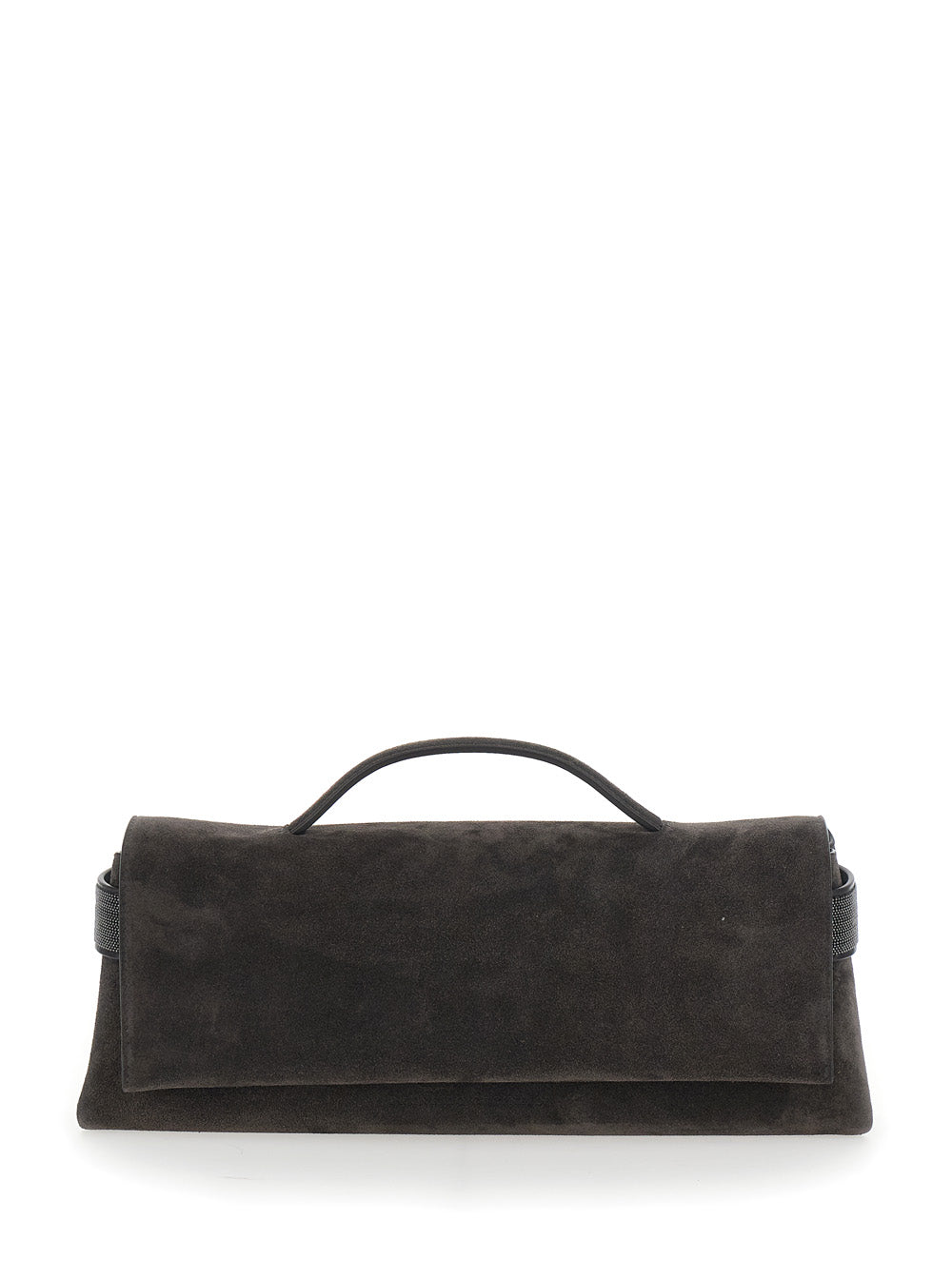 BRUNELLO CUCINELLI Brunello Cucinelli Women 'Essence' Brown Clutch With Side Details In Suede For Women