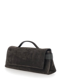 BRUNELLO CUCINELLI Brunello Cucinelli Women 'Essence' Brown Clutch With Side Details In Suede For Women