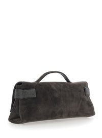 BRUNELLO CUCINELLI Brunello Cucinelli Women 'Essence' Brown Clutch With Side Details In Suede For Women