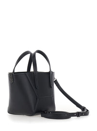 Brunello Cucinelli Women 'Duo' Black Mini Bag With Adjustable And Removable Shoulder Strap And Logo Lettering On The Front In Leather For Women