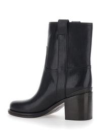 Brunello Cucinelli Women Black Ankle Boots With Monile Detail On The Back In Leather For Women