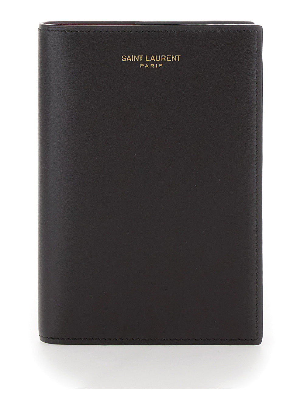 Saint Laurent Men Brown Bicolor Document Holder With Logo Lettering On The Front In Leather For Men