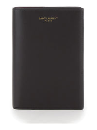 Saint Laurent Men Brown Bicolor Document Holder With Logo Lettering On The Front In Leather For Men