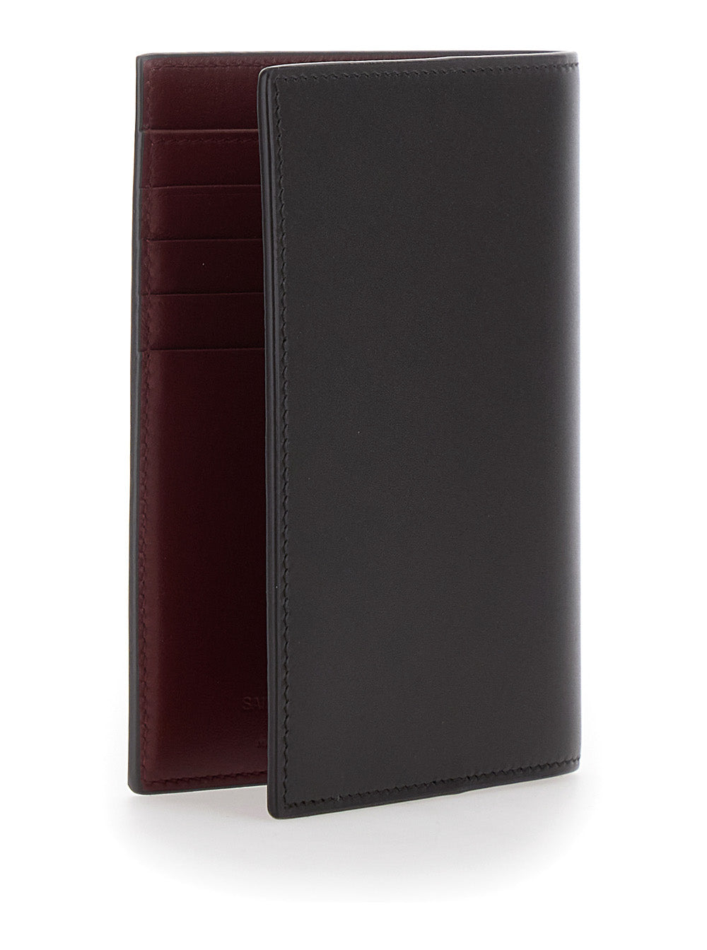 Saint Laurent Men Brown Bicolor Document Holder With Logo Lettering On The Front In Leather For Men