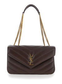 SAINT LAURENT Saint Laurent Women 'Loulou' Brown Crossbody Bag With Chain Strap And Cassandre Plaque On The Front In Quilted Leather For Women