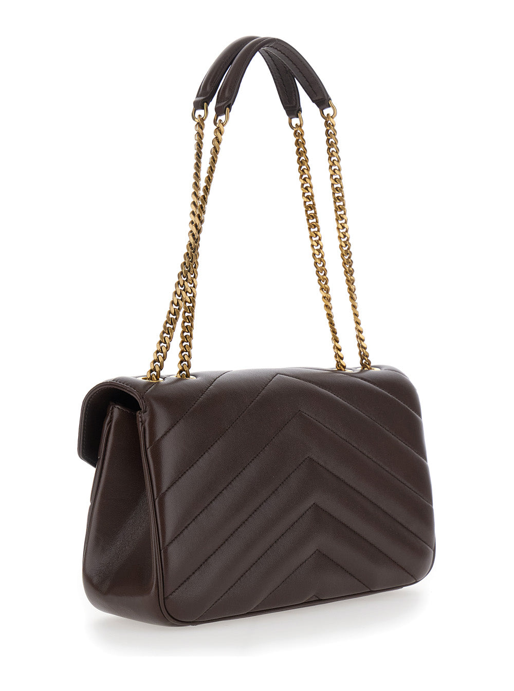 SAINT LAURENT Saint Laurent Women 'Loulou' Brown Crossbody Bag With Chain Strap And Cassandre Plaque On The Front In Quilted Leather For Women