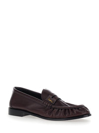 Saint Laurent Men 'Le Loafer' Bordeaux Loafers With Hand-Stitched Pointed Toe And Cassandre Plaque In Smooth Leather For Men