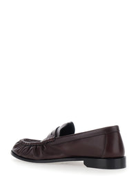 Saint Laurent Men 'Le Loafer' Bordeaux Loafers With Hand-Stitched Pointed Toe And Cassandre Plaque In Smooth Leather For Men