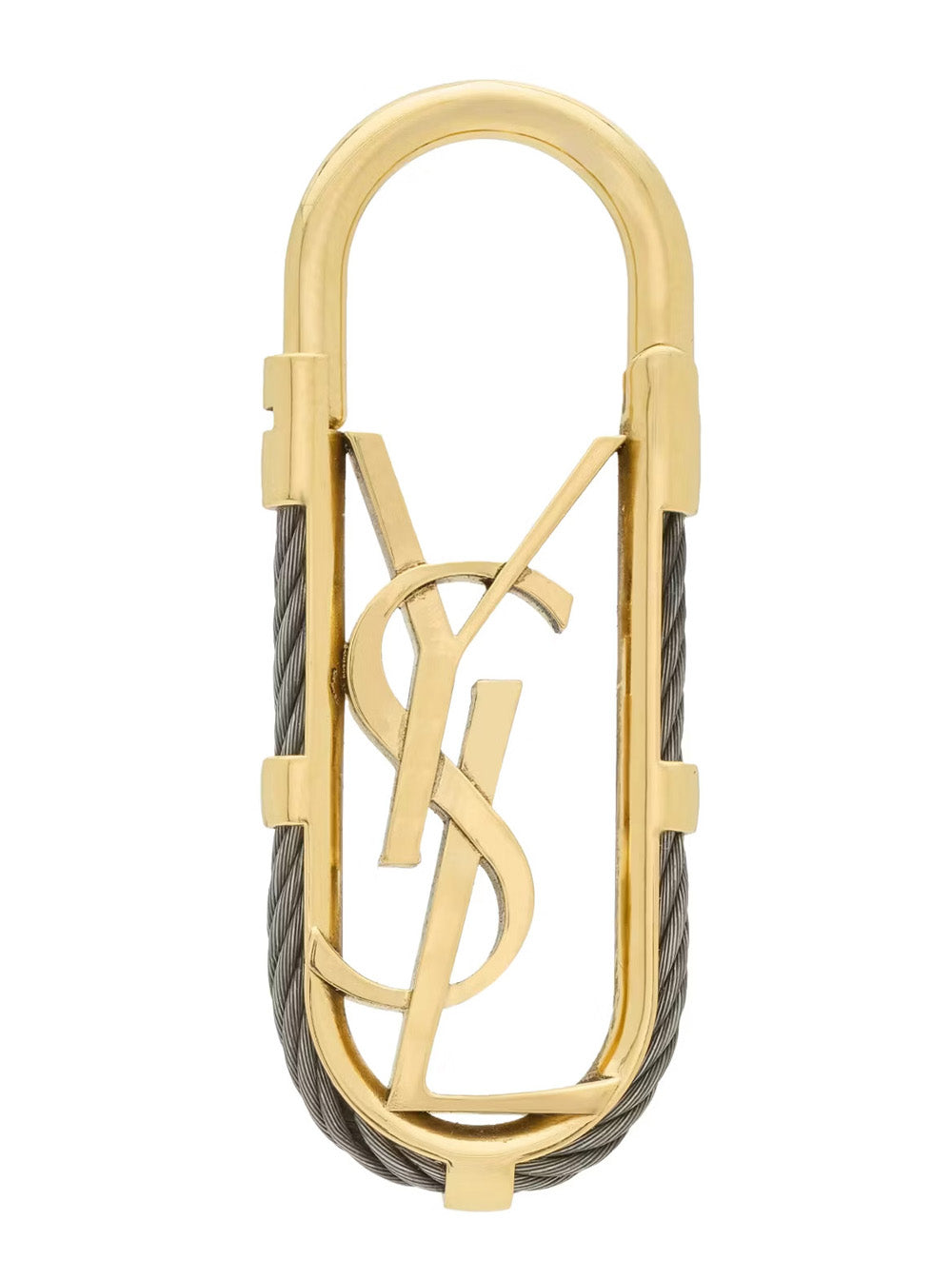 Saint Laurent Men Gold Colored Keychain With Ysl Logo Design In Metal For Men