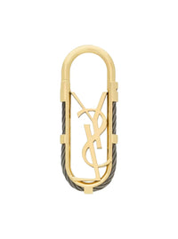 Saint Laurent Men Gold Colored Keychain With Ysl Logo Design In Metal For Men