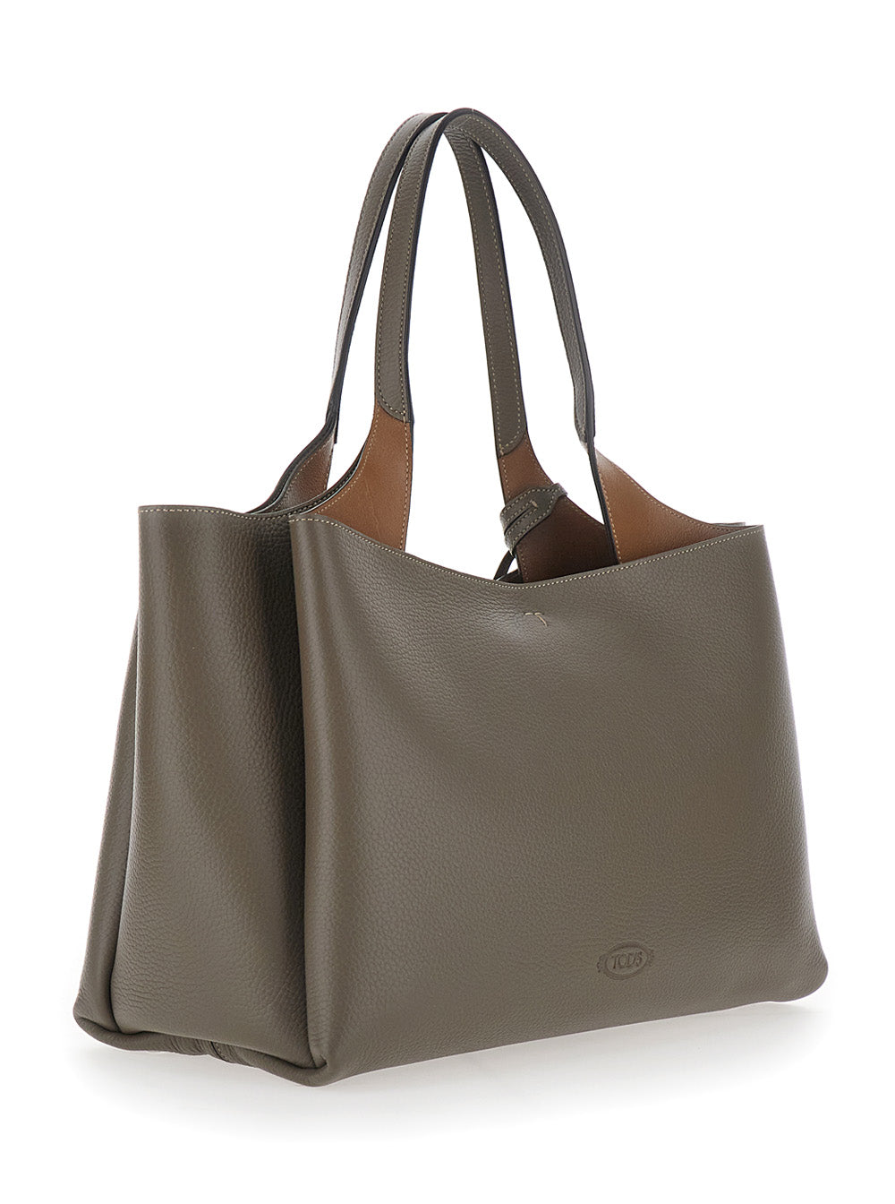 Tod's Women Grey Medium Handbag With T Metal Pendant In Leather For Women
