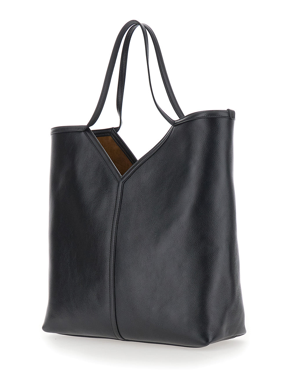 SAINT LAURENT Saint Laurent Men 'Y Tote' Black Shoulder Bag With Y Stitching In Leather For Men