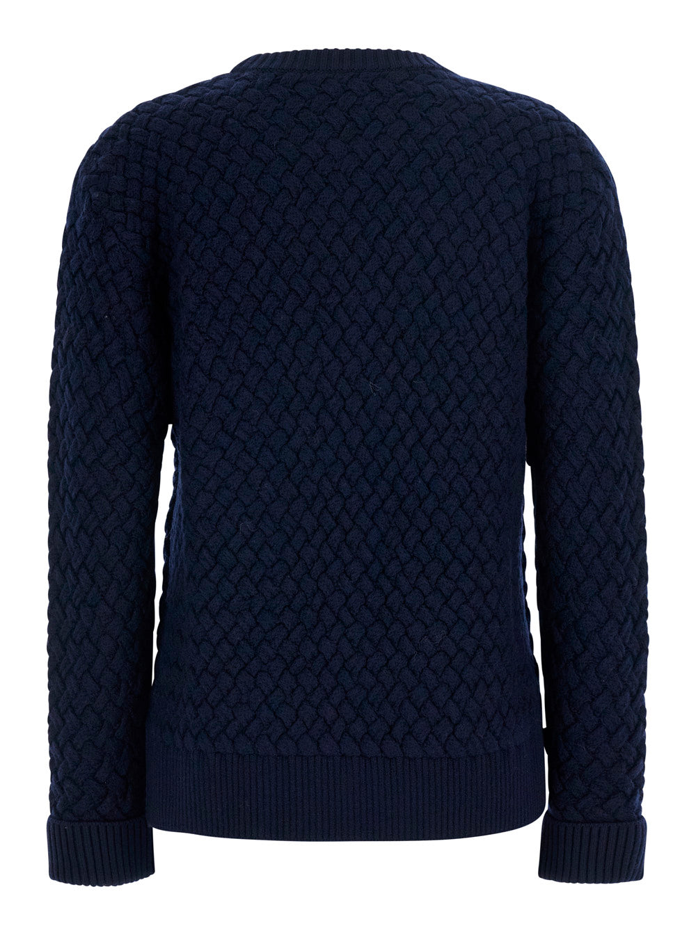Bottega Veneta Women Blue Sweater With Round Neck And Woven Motif In Wool For Women