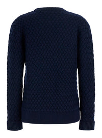 Bottega Veneta Women Blue Sweater With Round Neck And Woven Motif In Wool For Women