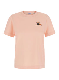Burberry Women Pink T-Shirt With Embroidered Ekd Logo On The Front In Cotton For Women