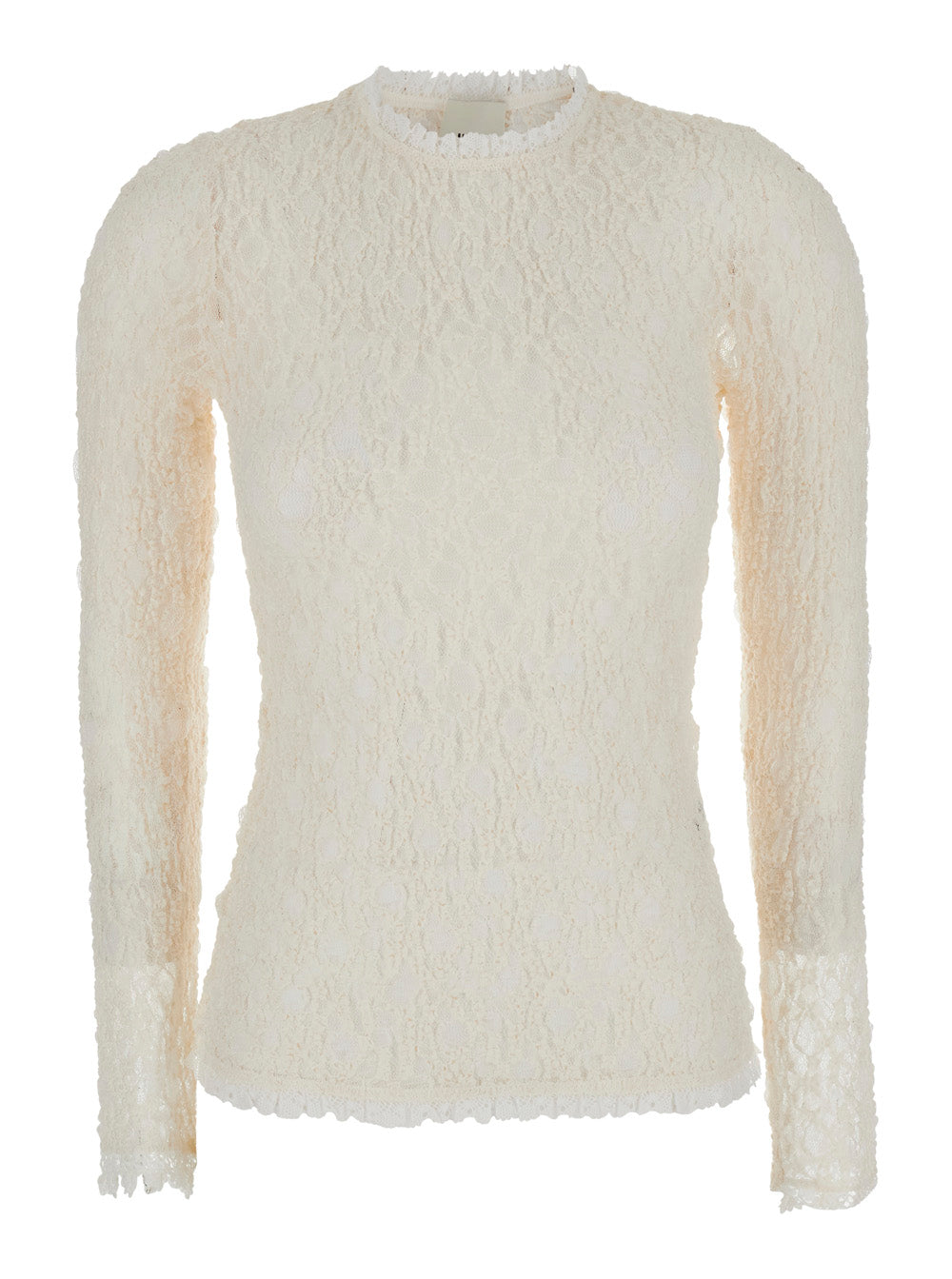Isabel Marant Women 'Brany' White Top With All-Over Lace Trim In Cotton Blend For Women
