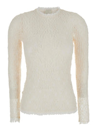 Isabel Marant Women 'Brany' White Top With All-Over Lace Trim In Cotton Blend For Women