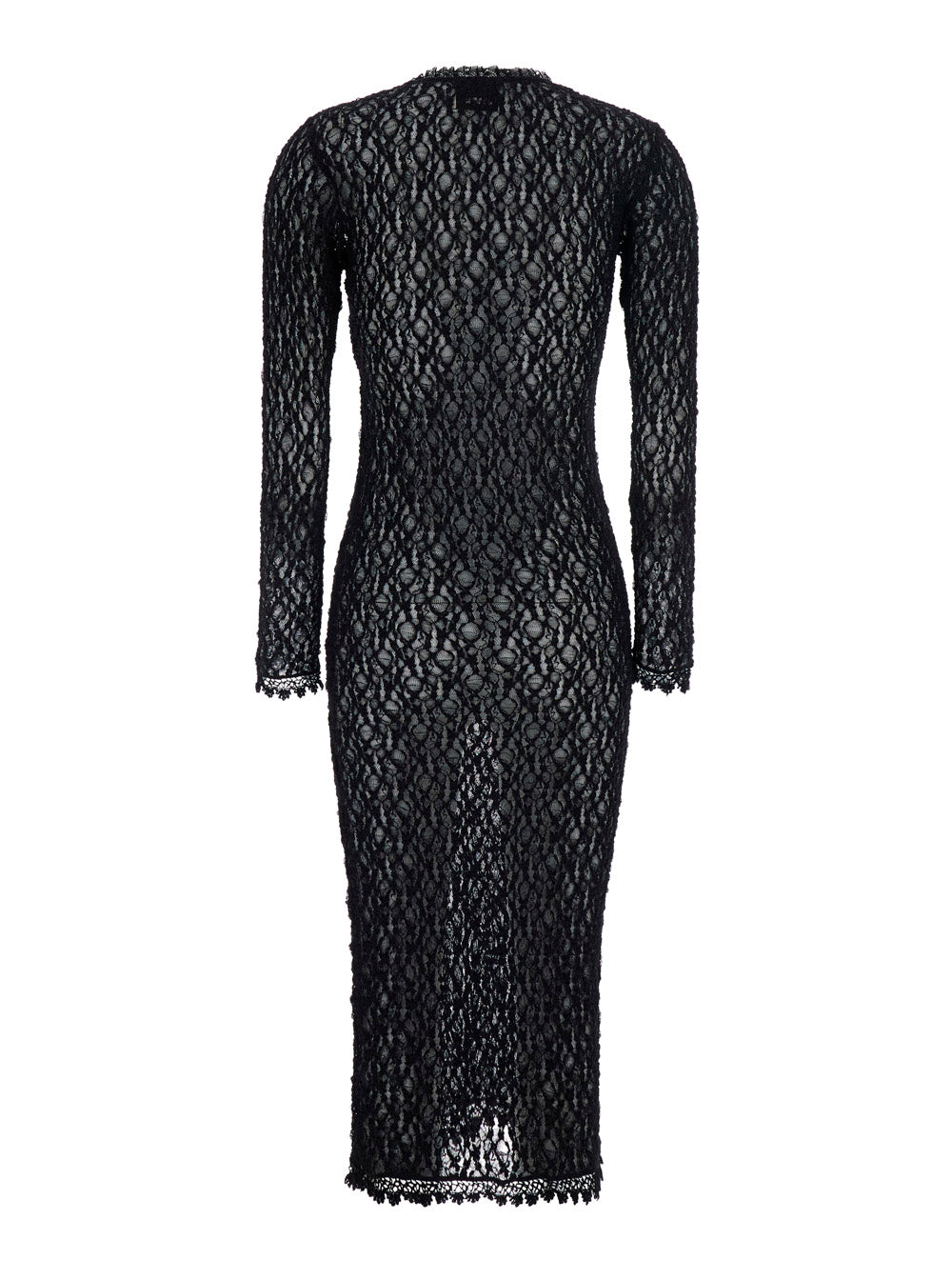 Isabel Marant Women 'Belsane' Black Long Dress With All-Over Lace Trim In Cotton Blend For Women