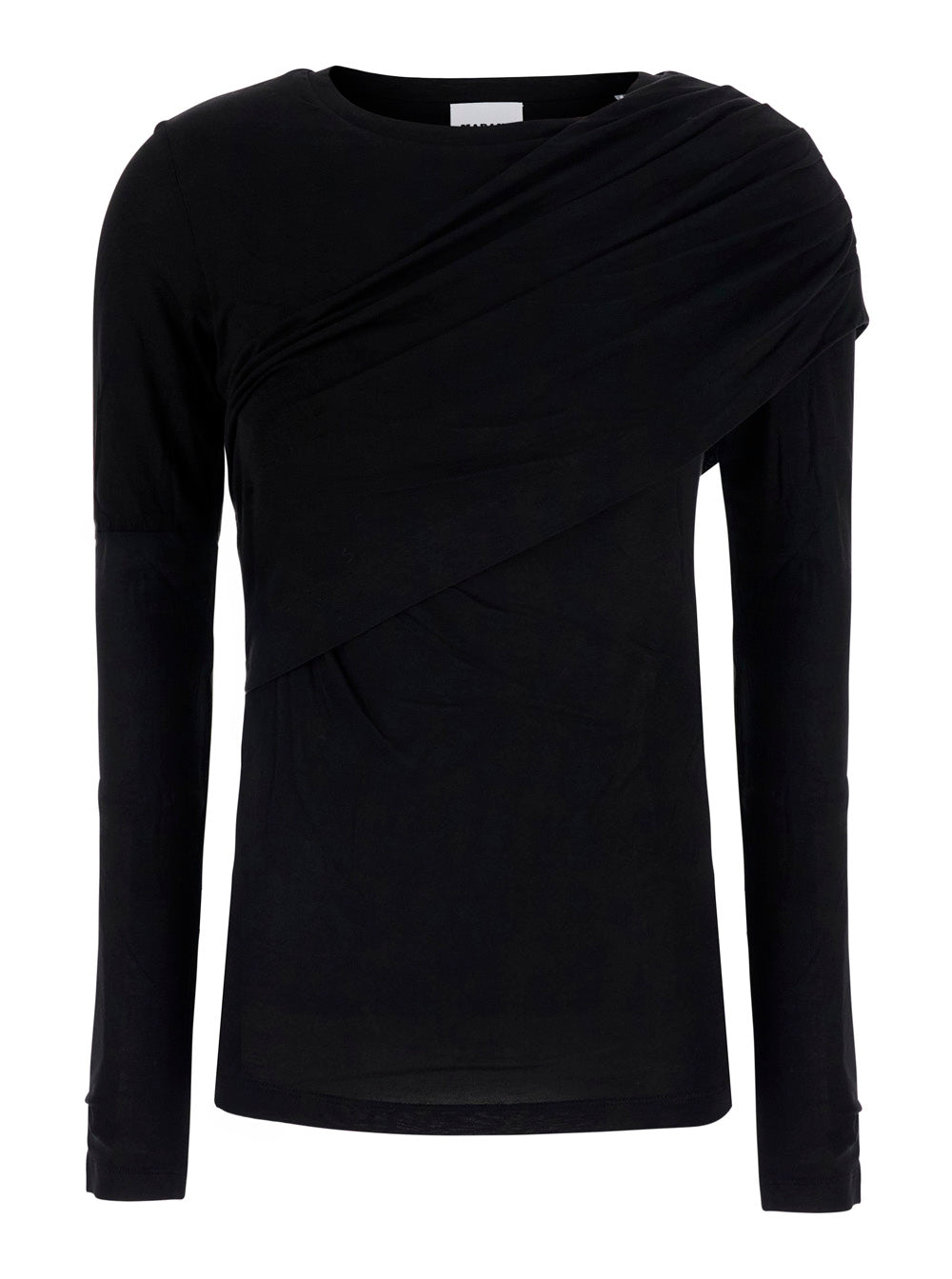 Isabel Marant Etoile Women 'Dressi' Black Top With Draped Motif On The Front In Viscose For Women