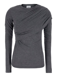 Isabel Marant Etoile Women 'Dressi' Gray Top With Draped Motif On The Front In Viscose For Women