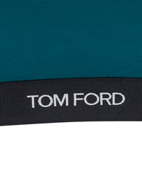 Tom Ford Women Green Top With Square Neckline And Logo Lettering On The Front In Tech Fabric For Women
