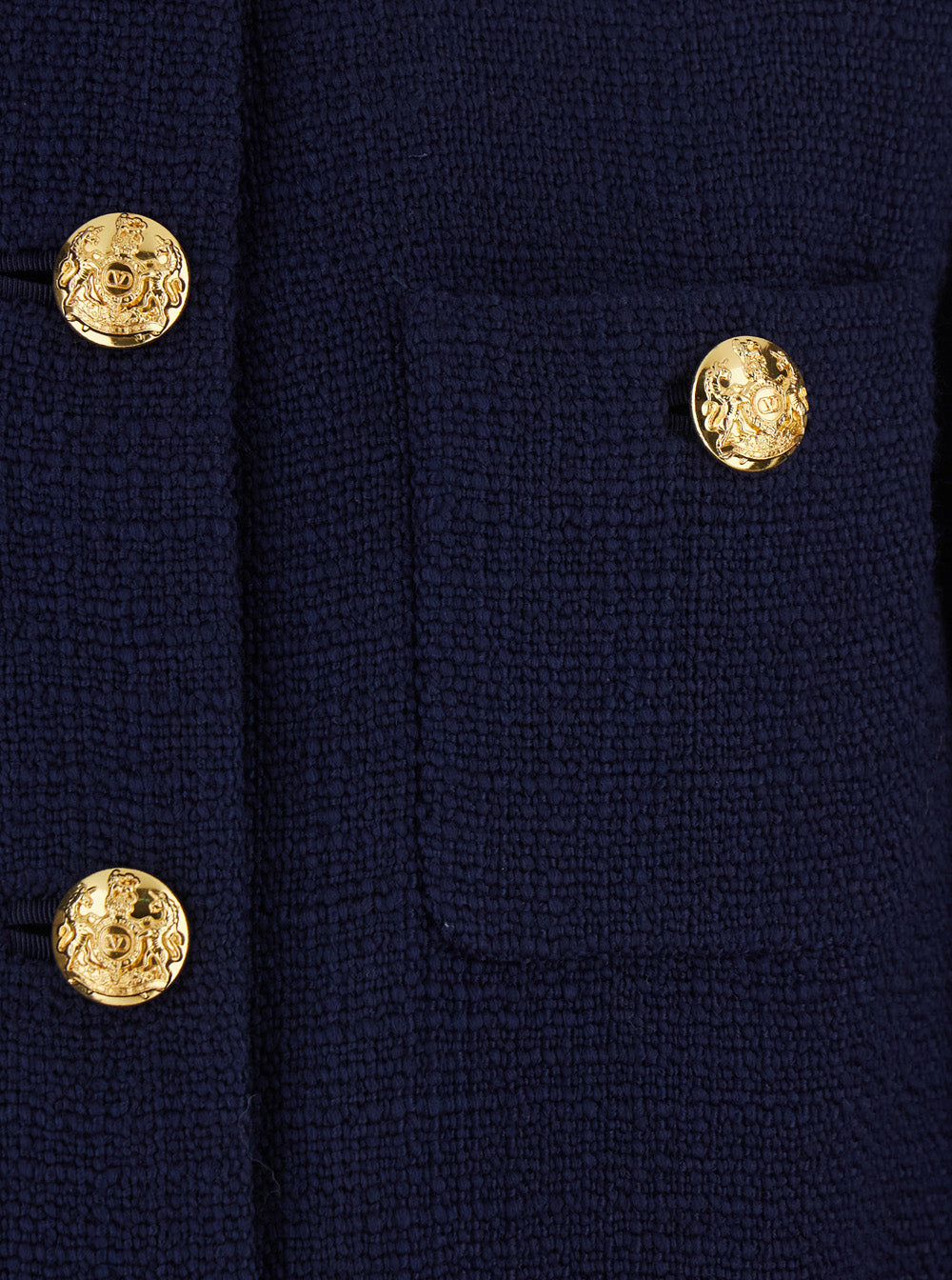 Valentino Women 'Mossi' Blue Jacket With Jewel Buttons With Vlogo And Fur Cuffs In Blend Wool For Women