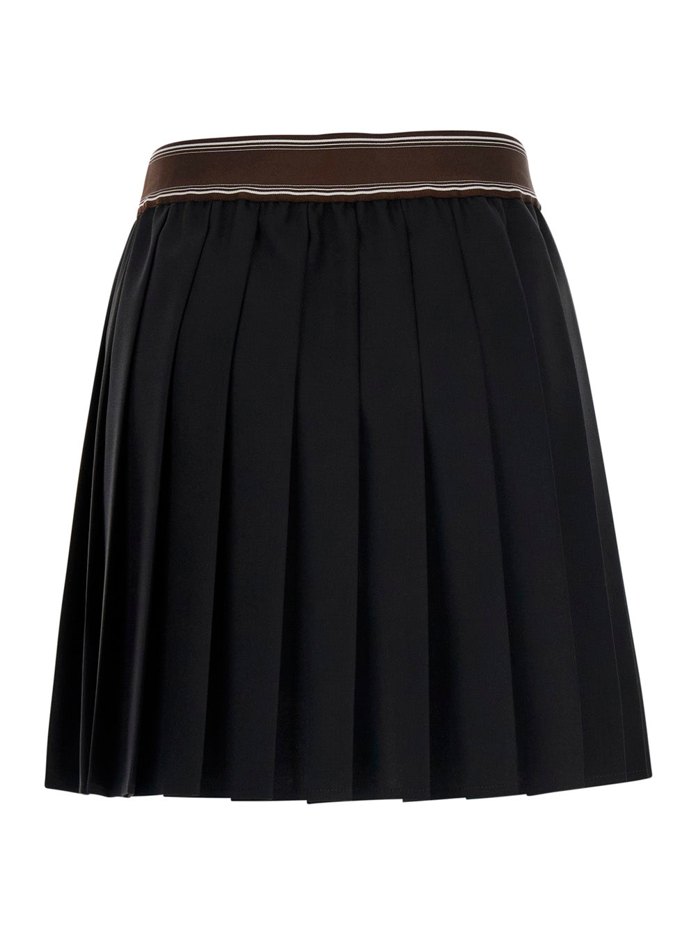 Versace Women Black Pleated Skirt With Medusa Decoration At The Waist In Wool For Women