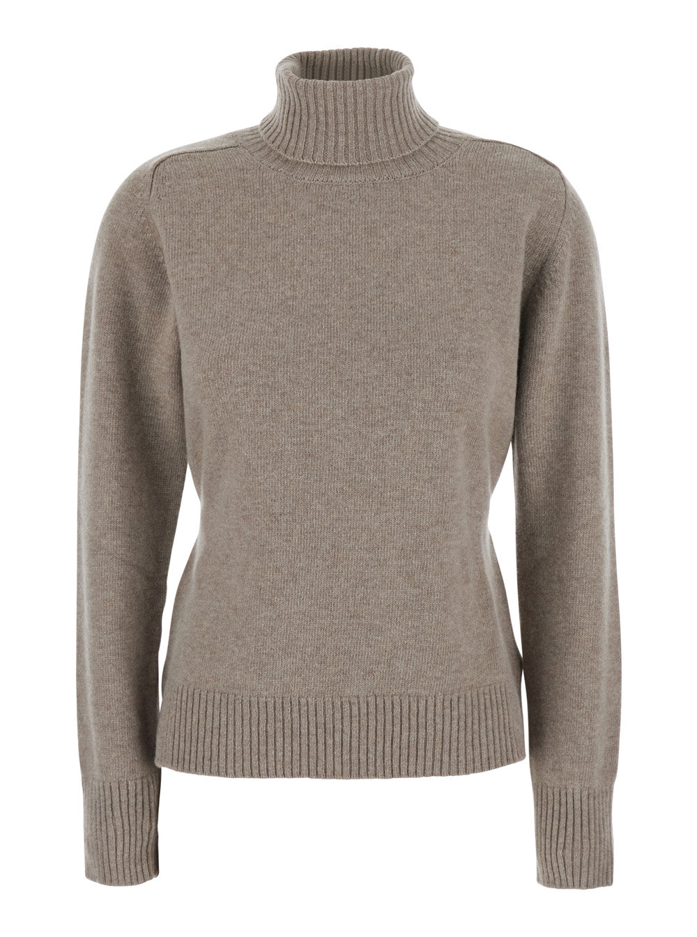P.A.R.O.S.H. P.A.R.O.S.H. Women Beige High Neck Sweater With Adjustable Knot At The Back In Wool Women