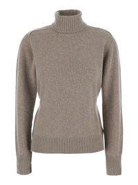P.A.R.O.S.H. P.A.R.O.S.H. Women Beige High Neck Sweater With Adjustable Knot At The Back In Wool Women