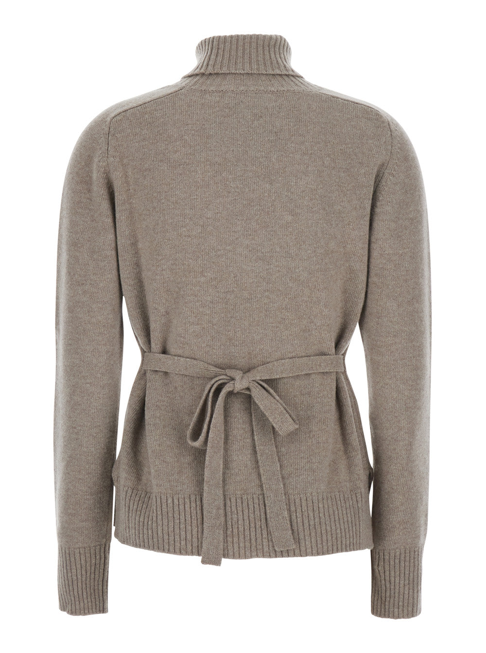 P.A.R.O.S.H. P.A.R.O.S.H. Women Beige High Neck Sweater With Adjustable Knot At The Back In Wool Women