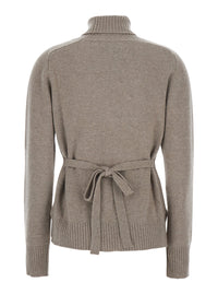P.A.R.O.S.H. P.A.R.O.S.H. Women Beige High Neck Sweater With Adjustable Knot At The Back In Wool Women