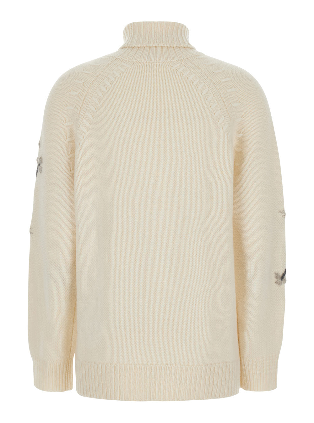 P.A.R.O.S.H. P.A.R.O.S.H. Women White High-Neck Sweater With Floral Embroidery In Cashmere For Women