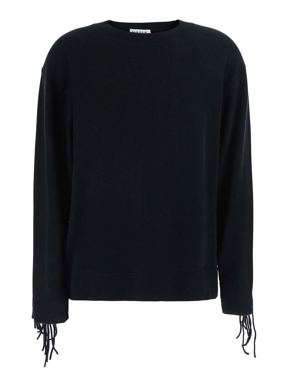 P.A.R.O.S.H. P.A.R.O.S.H. Women Black Sweater With Fringed Details On The Back And Edges In Cashmere For Women