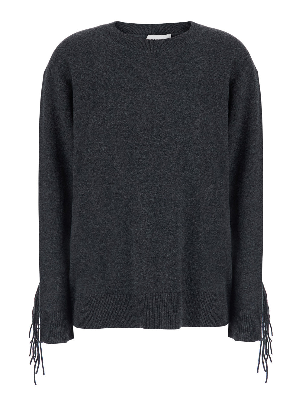 P.A.R.O.S.H. Women Grey Sweater With Frayed Details On The Back And Edges In Cashmere For Women